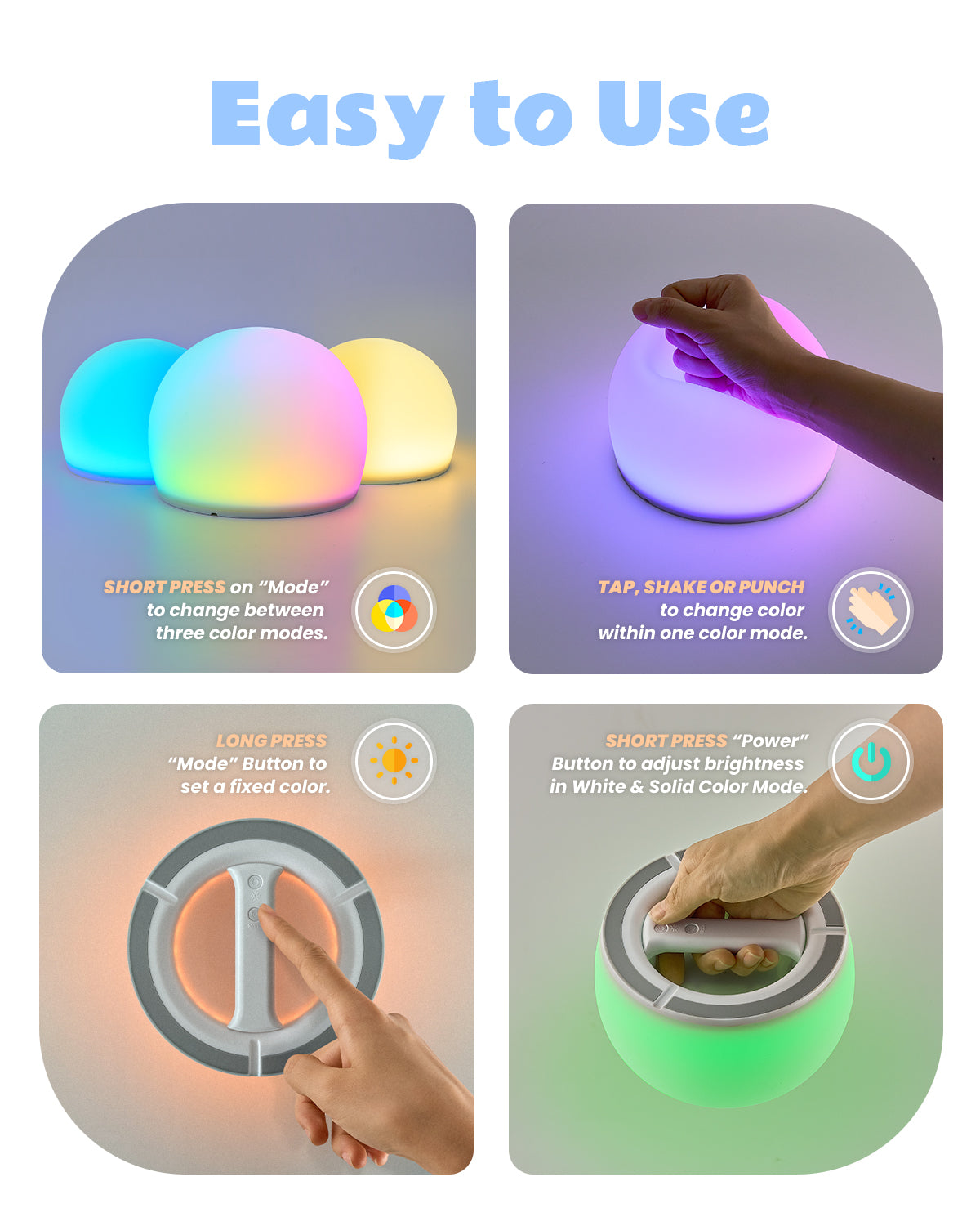 WattBubble Sensory Squishy LED Tap Light | Rechargeable Stress Relief Fidget Toy & Night Light for Kids