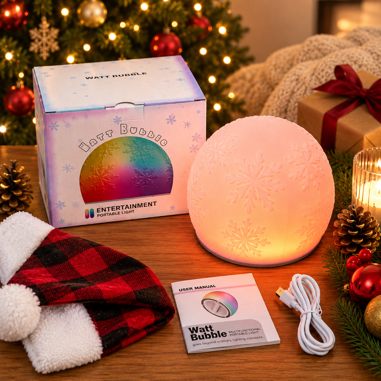 WattBubble Christmas Snowflake Edition sensory light for kids